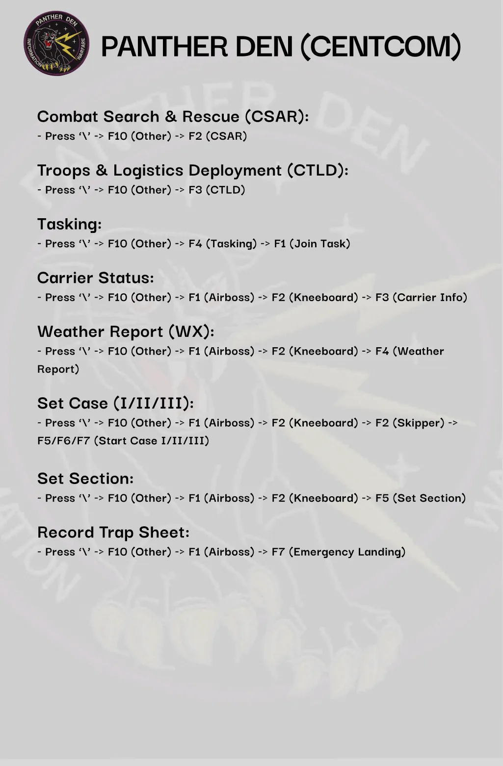 Kneeboard communications card page 2